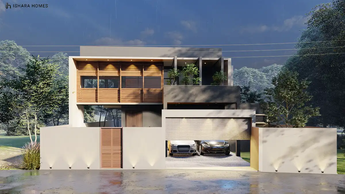 The Acorn House modern home with glass façade in Kurunegala by Ishara Homes