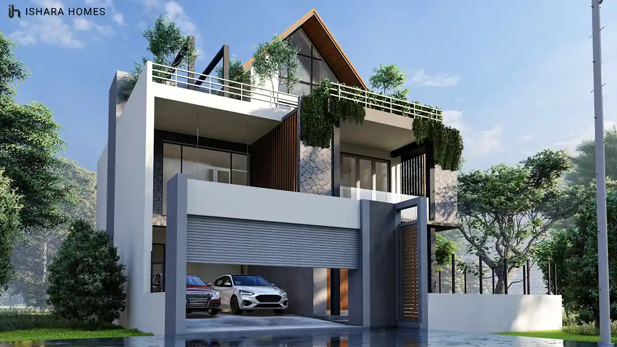 The Willow Cottage glass-façade modern home in Kiribathgoda by Ishara Homes